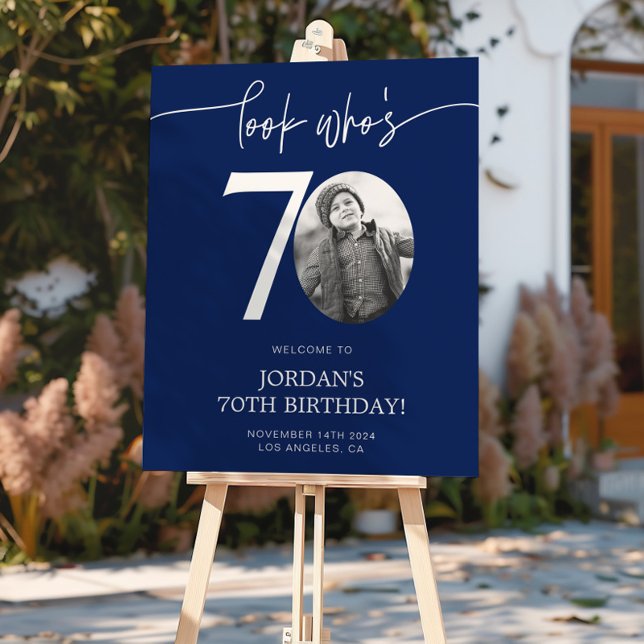 Affiche de bienvenue 70e anniversaire bleu | Regar (Créateur téléchargé)