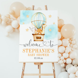 Affiche de bienvenue à air chaud vers le haut et v