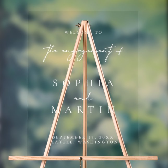 Affiche de bienvenue acrylique Fiançailles simple  (Neutre)