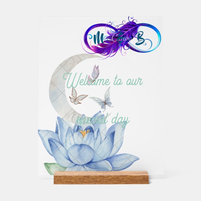 Affiche de bienvenue acrylique Lune & Lotus (Recto)
