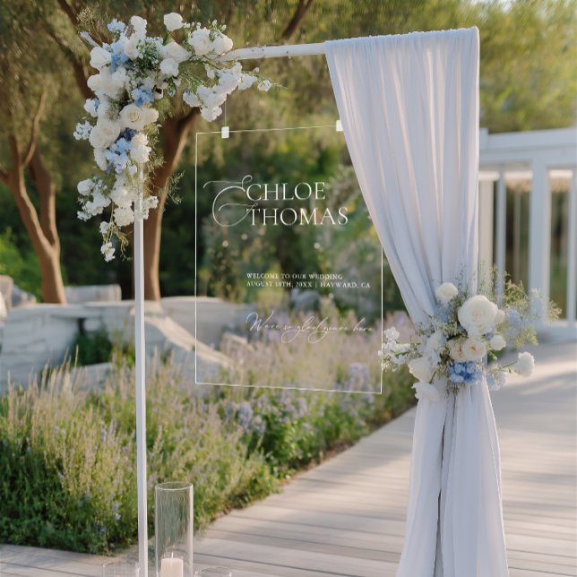 Affiche de bienvenue acrylique minimaliste Mariage (Modern Minimal Wedding Acrylic Welcome Sign)