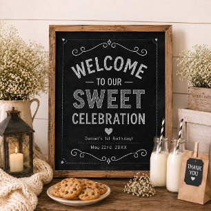 Affiche de bienvenue anniversaire Milk & Cookies s
