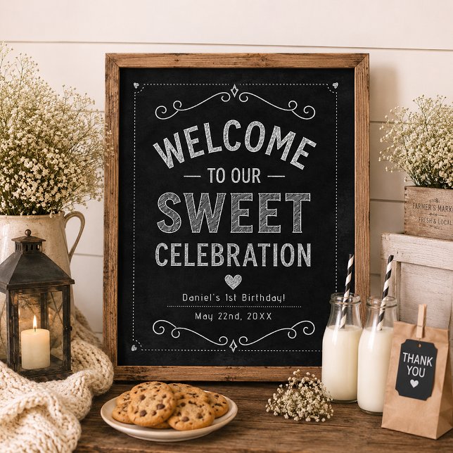 Affiche de bienvenue anniversaire Milk & Cookies s (Welcome Sign Poster)