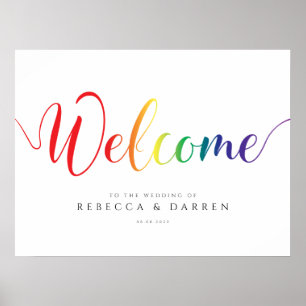 Affiche de bienvenue arc-en-ciel Mariage LGBT