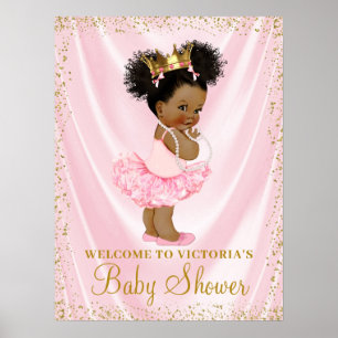 Affiche de bienvenue Baby shower afro-américaine