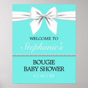 Affiche de bienvenue Baby shower Aqua Turquoise Ti
