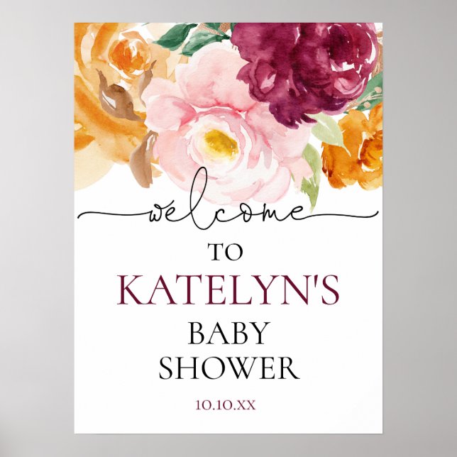 Affiche de bienvenue Baby shower automne (Devant)