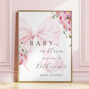 Affiche de bienvenue Baby Shower Baby in Bloom Bow