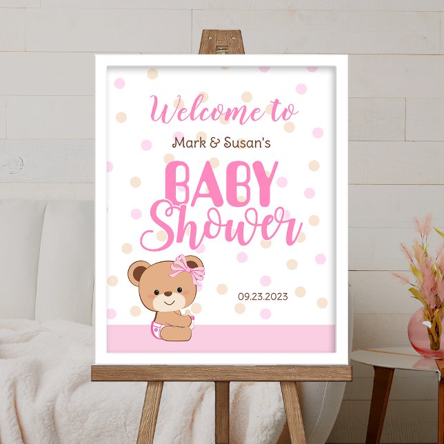 Affiche de bienvenue Baby shower bébé mignonne - F (FRAME IS NOT INCLUDED)