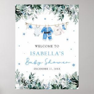 Affiche de bienvenue Baby shower bébé Père Noël de
