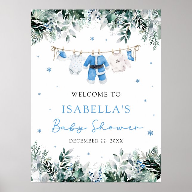 Affiche de bienvenue Baby shower bébé Père Noël de (Devant)