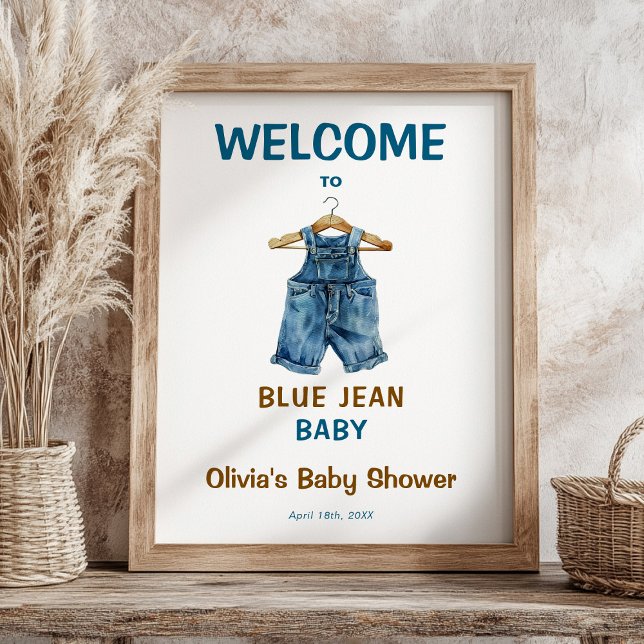 Affiche de bienvenue Baby shower Blue Jean (Créateur téléchargé)