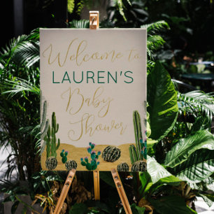Affiche de bienvenue Baby shower Boho Cactus