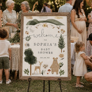 Affiche de bienvenue Baby shower Boho Woodland