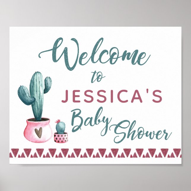Affiche de bienvenue Baby shower Cactus (Devant)