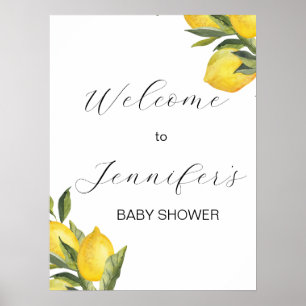 Affiche de bienvenue Baby shower citron aquarelle