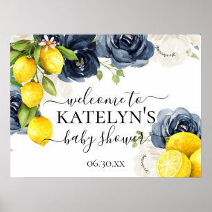 Affiche de bienvenue Baby shower citron pour Baby