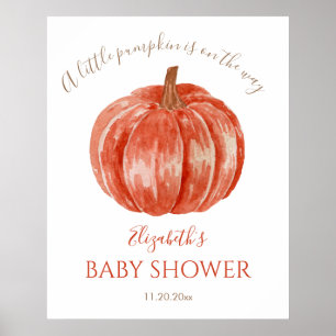 Affiche de bienvenue Baby shower Citrouille aquare