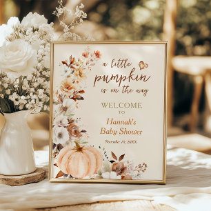 Affiche de bienvenue Baby shower Citrouille Automn