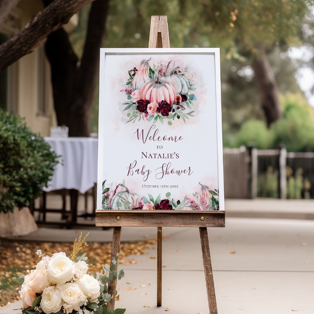 Affiche de bienvenue Baby shower Citrouille rose (Créateur téléchargé)