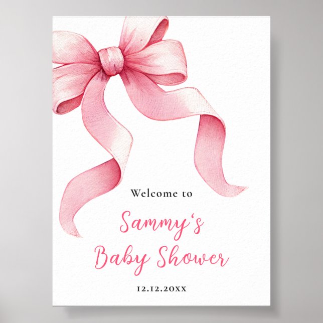 Affiche de bienvenue Baby shower Coquette Rose (Devant)