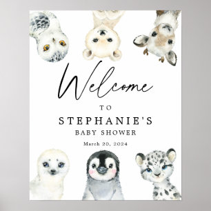 Affiche de bienvenue Baby shower d'animaux de l'Ar