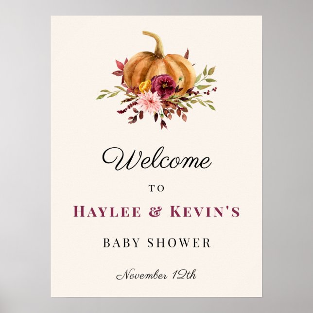 Affiche de bienvenue Baby shower d'automne (Devant)