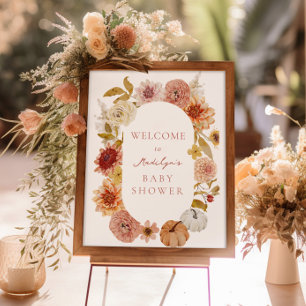 Affiche de bienvenue Baby shower d'automne de Boho