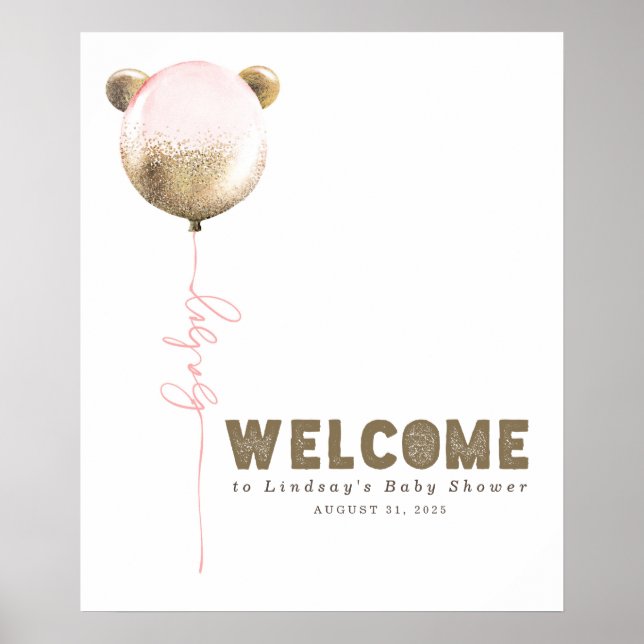 Affiche de bienvenue Baby shower de ballon de l'ou (Devant)