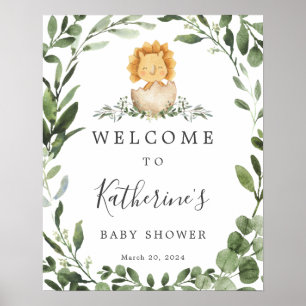 Affiche de bienvenue Baby shower de bébé Dinosaur