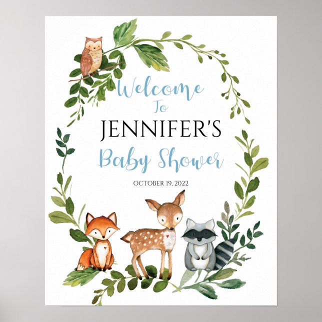 Affiche de bienvenue Baby shower de bois (Devant)