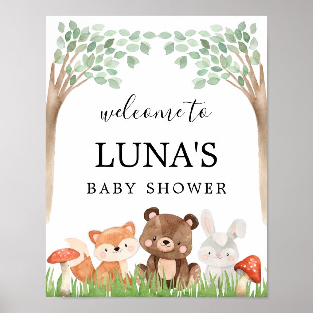 Affiche de bienvenue Baby shower de bois (Devant)