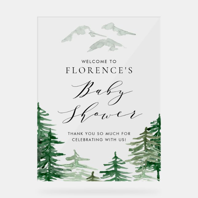 Affiche de bienvenue Baby shower de bois aquarelle (Recto)