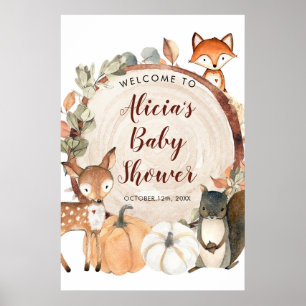 Affiche de bienvenue Baby shower de bois d'automne