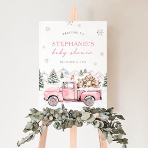 Affiche de bienvenue Baby shower de bois d'hiver