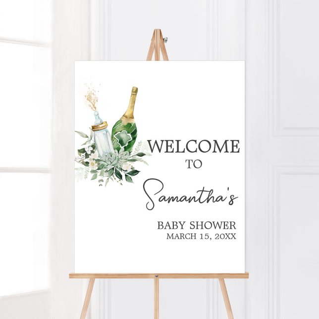 Affiche de bienvenue Baby shower de Bouteilles de  (Poppin' Baby Bottles Baby Shower Welcome Sign)