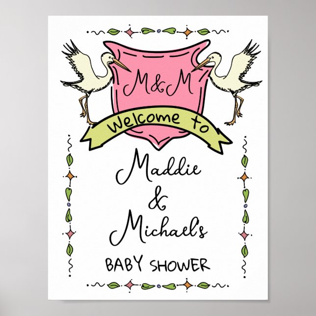 Affiche de bienvenue Baby shower de cime de cime d (Devant)