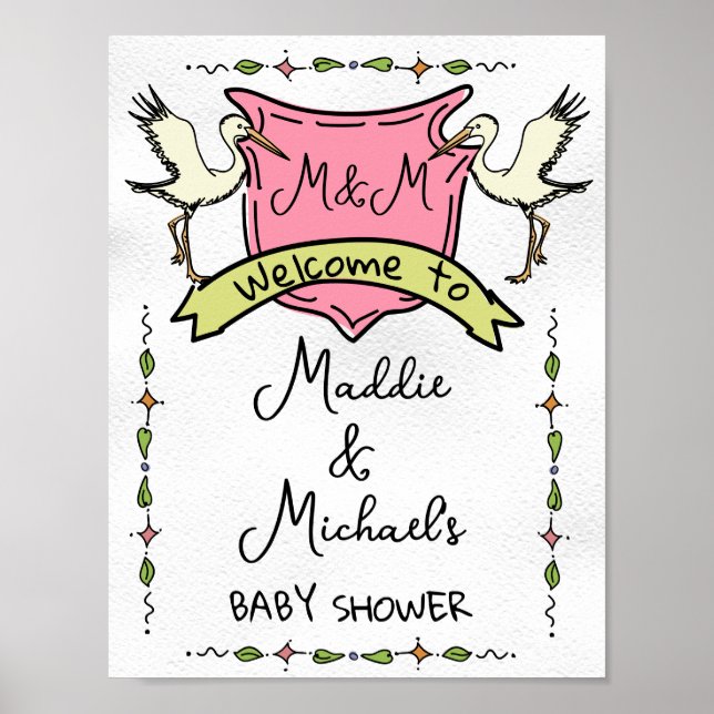 Affiche de bienvenue Baby shower de cime de cime d (Devant)