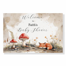 Affiche de bienvenue Baby shower de Fox couché
