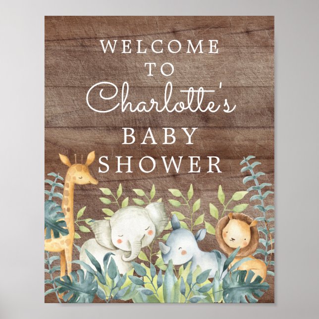 Affiche de bienvenue Baby shower de Jungle Animals (Devant)