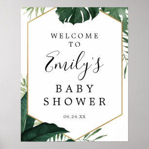 Affiche de bienvenue Baby shower de Monstera tropi