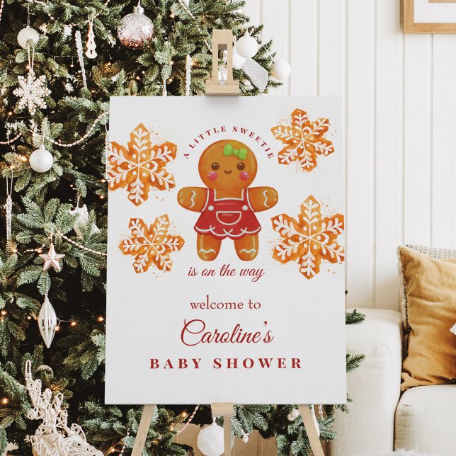 Affiche de bienvenue Baby shower de Noël en pain d (Créateur téléchargé)