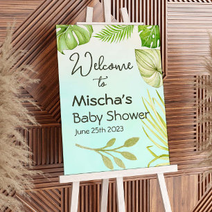 Affiche de bienvenue Baby shower de palmier tropic