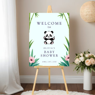 Affiche de bienvenue Baby shower de Panda Green