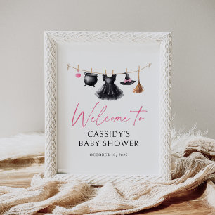Affiche de bienvenue Baby shower de sorcière Hallo