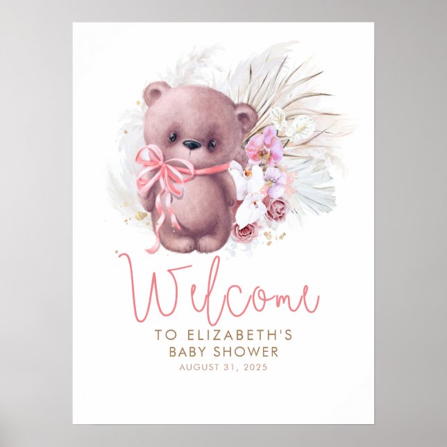 Affiche de bienvenue Baby shower de Teddy Bear (Devant)