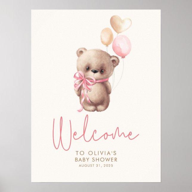 Affiche de bienvenue Baby shower de Teddy Bear (Devant)