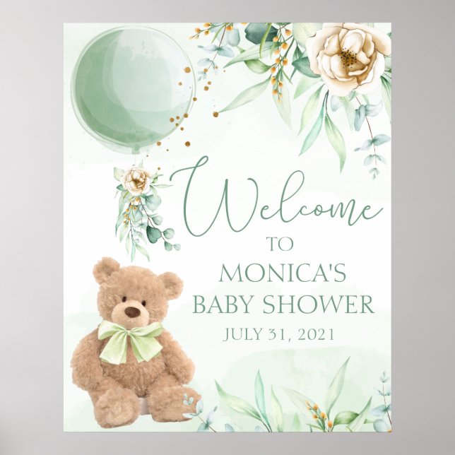 Affiche de bienvenue Baby shower de Teddy Bear (Devant)