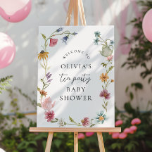 Affiche de bienvenue Baby shower de thé floral
