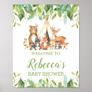 Affiche de bienvenue Baby shower de verdure des fo